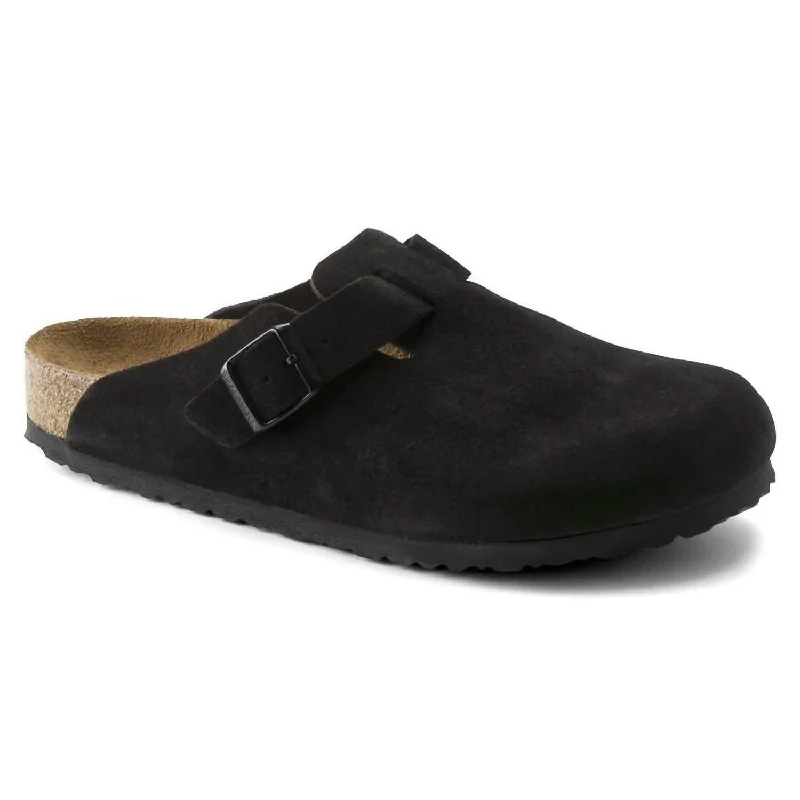 Boston Suede Soft Footbed Clog - Unisex In Black