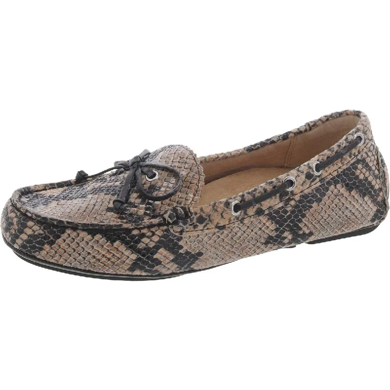 Vionic Womens Anchor Leather Snake Print Loafers