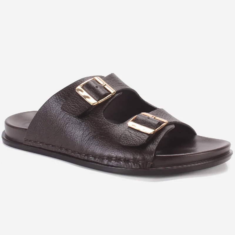 Mens "DUTCH" Leather Slide In Summer Slippers